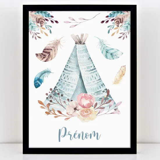 Affiche / Poster Prénom Enfants - Tipi