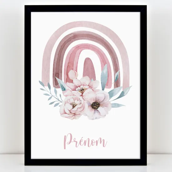 Póster infantil personalizado - Arcoíris flor