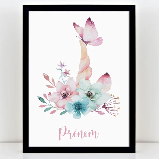 Affiche / Poster Prénom Enfants - Licorne
