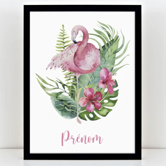 Póster infantil personalizado - Flamenco rosa