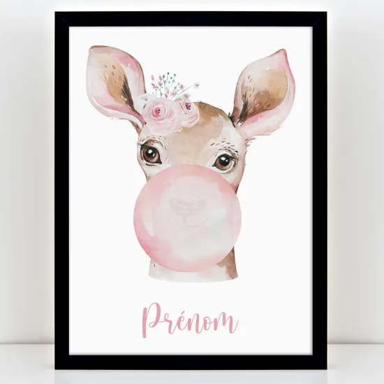 Póster infantil personalizado - Cervatillo burbuja