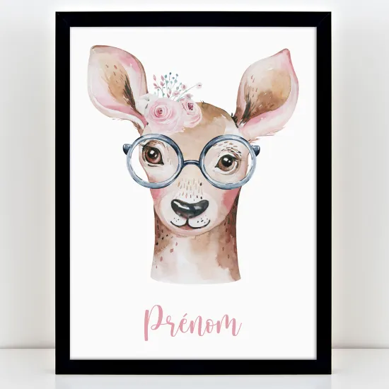 Póster infantil personalizado - Cervatillo con Gafas