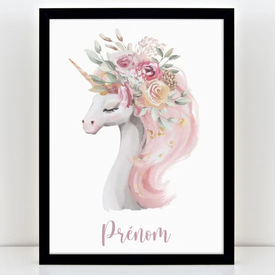 Affiche / Poster Prénom Enfants - Licorne