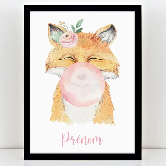 Affiche / Poster Prénom Enfants - Renard bulle 