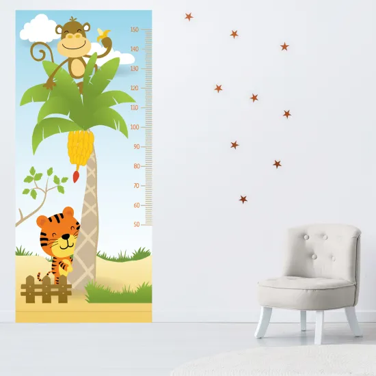 Stickers Toise Pour Mesure Enfants - Animaux palmier
