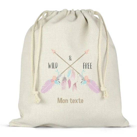 Sac à ficelles personnalisé - Wild & free plumes