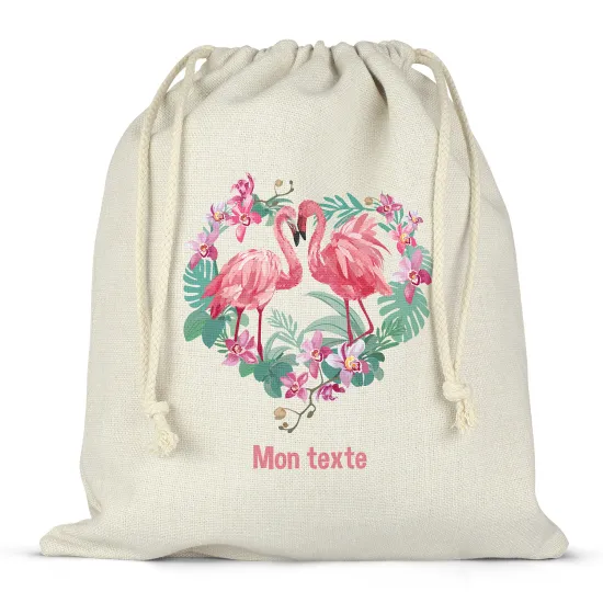 Sac à ficelles personnalisé - Flamants roses