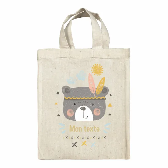 Personalized tote bag for kids - Indian bear cub