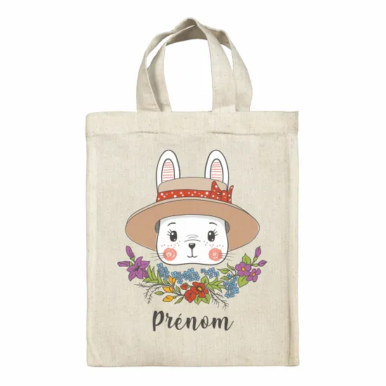 Bolsa de Pascua personalizada - Conejita con sombrero